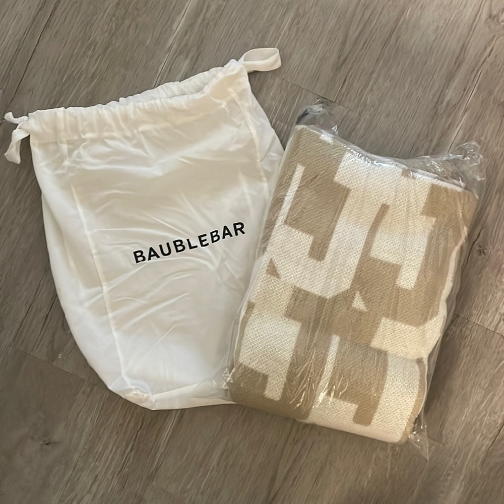 NWT BaubleBar On Repeat “J” Throw Blanket